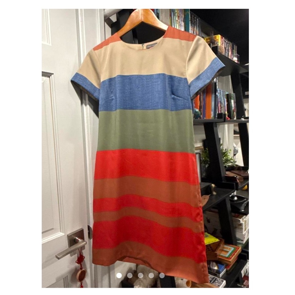 Vince Camuto Color Block Multi Color Stripe Sheath Veranda Dress